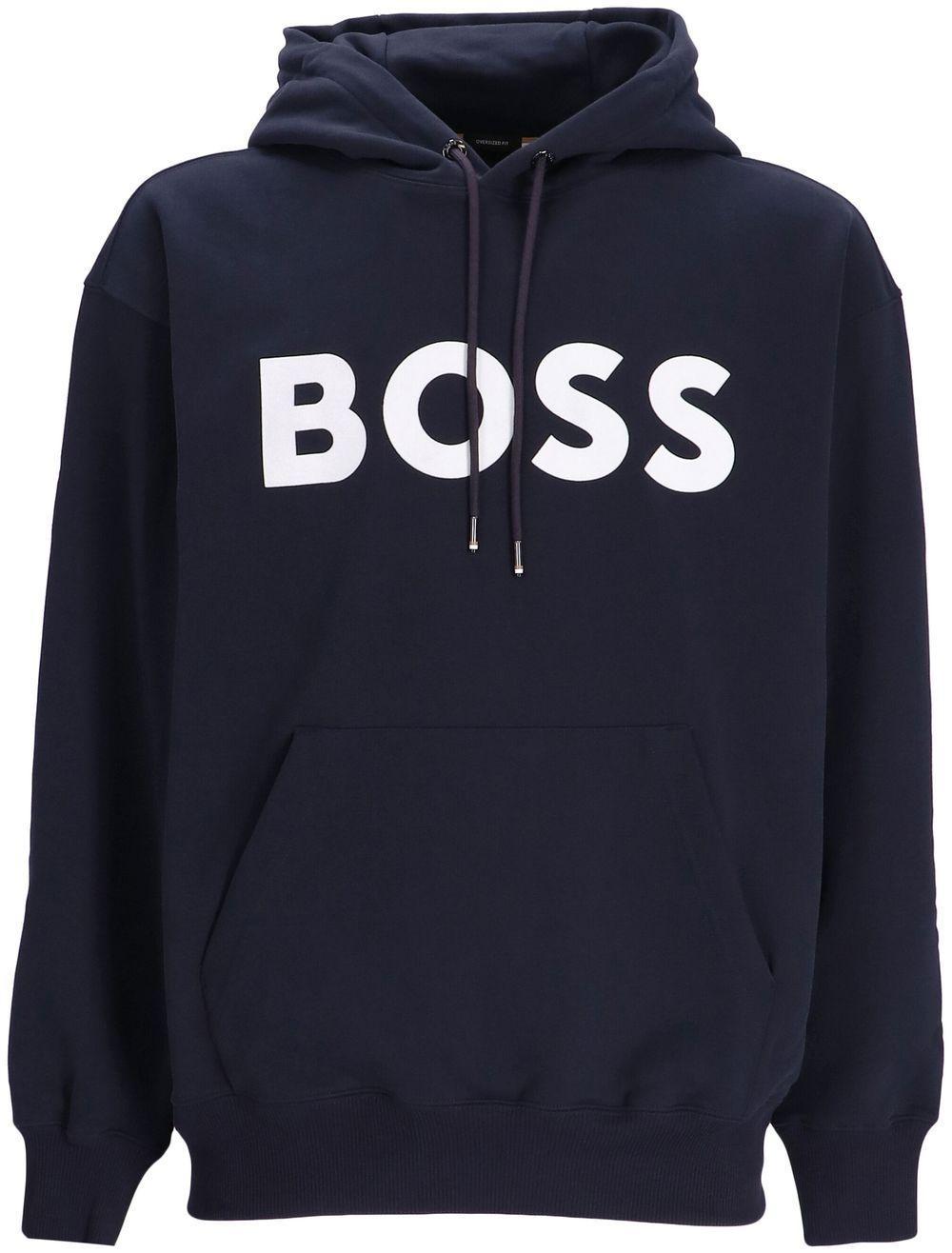 Logo-print Drawstring Hoodie In Navy Product Image