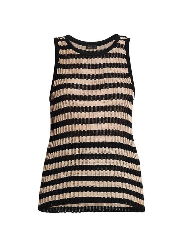 Womens Sleeveless Striped Silk Sweater Product Image