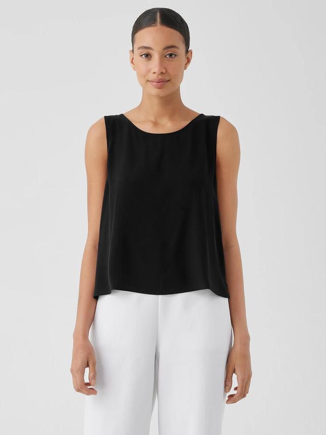 EILEEN FISHER Silk Georgette Crepe Ballet Neck Tankfemale Product Image