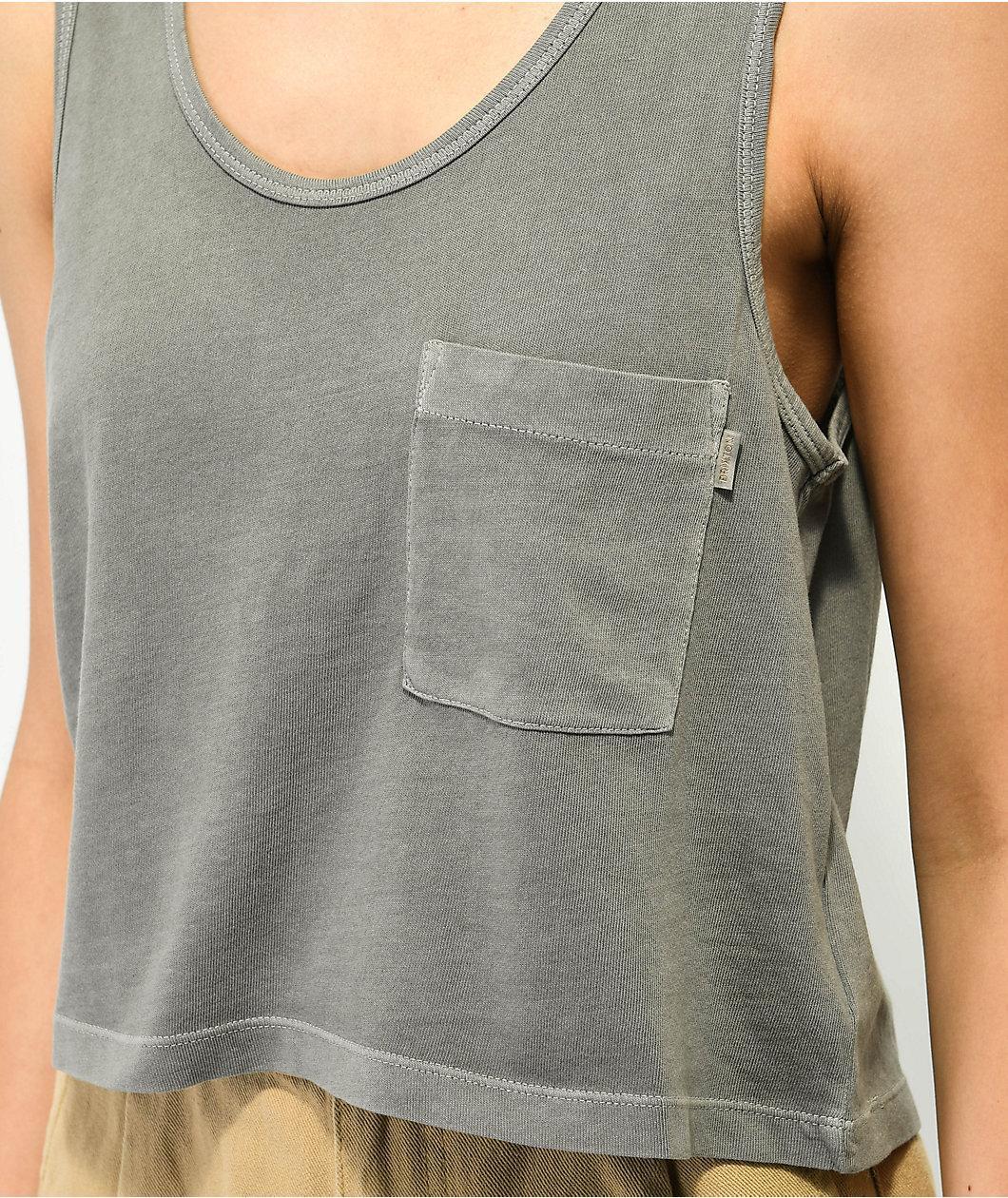 Brixton Black Wash Crop Pocket Tank Top Product Image