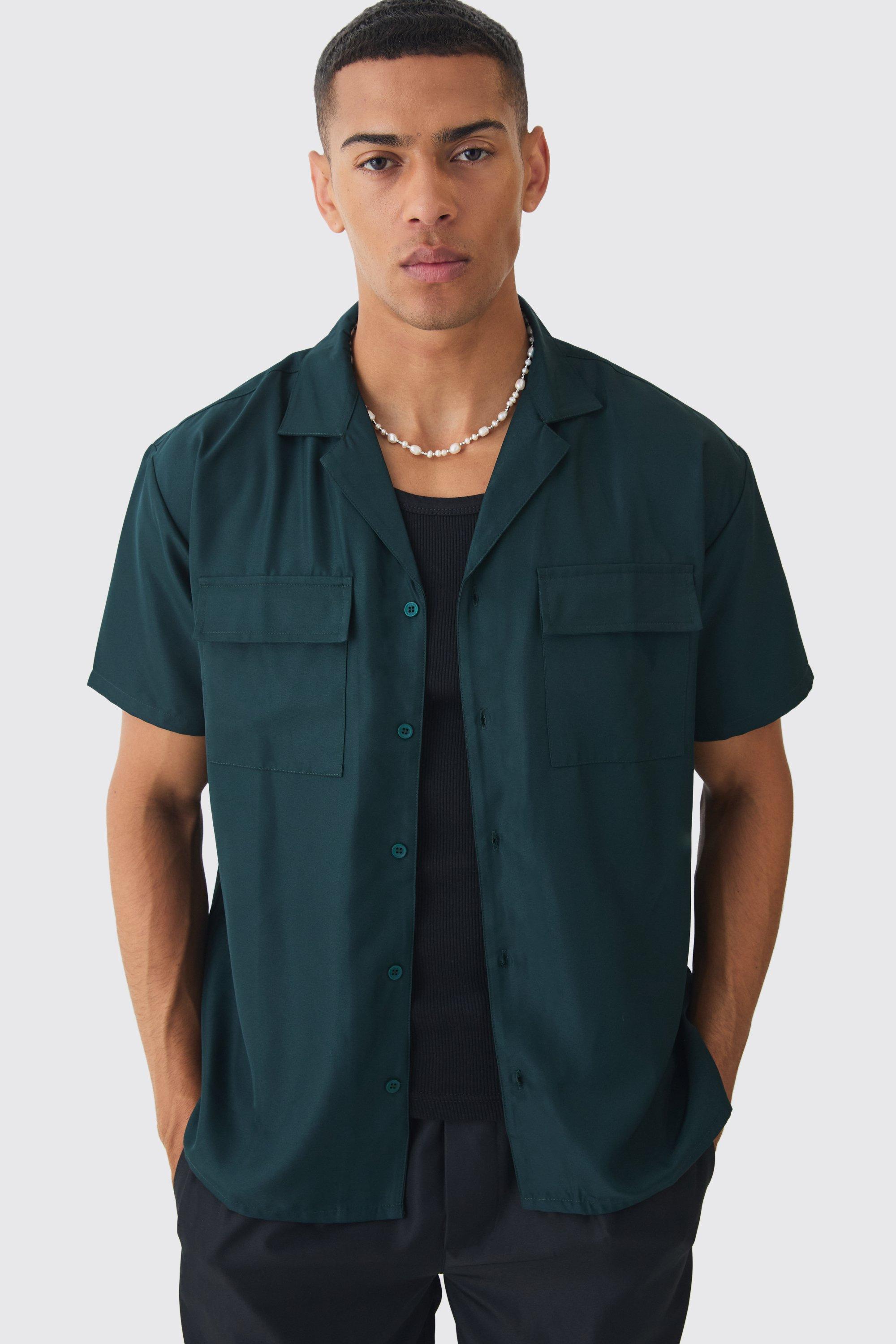 Oversized Revere Soft Twill Cargo Pocket Shirt | boohooMAN USA Product Image