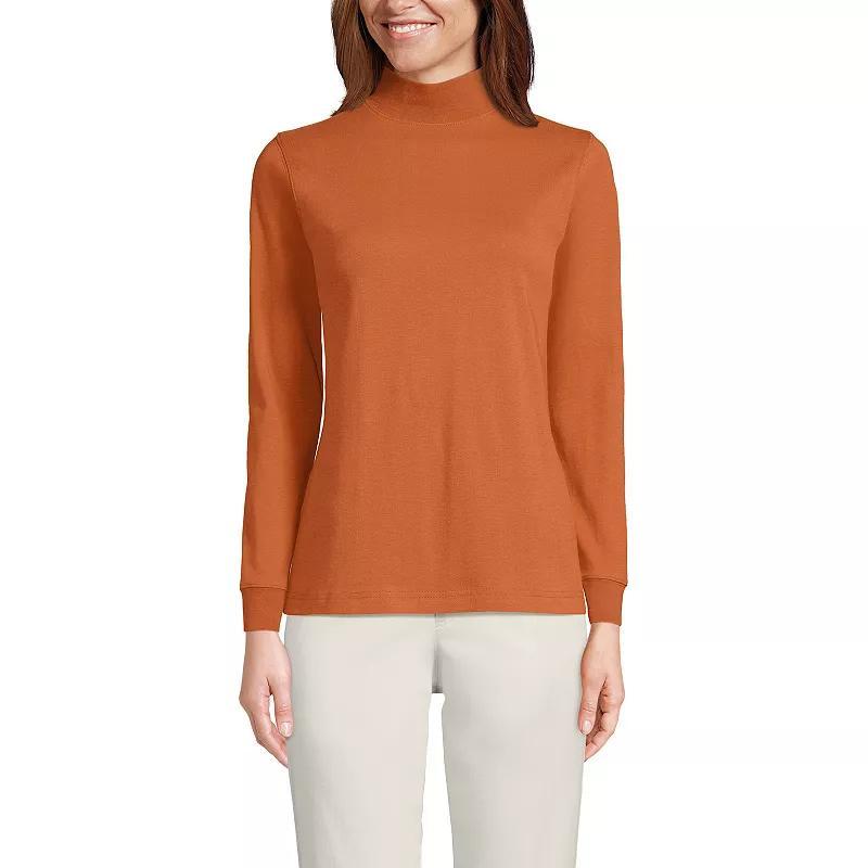 Petite Lands End Relaxed Long Sleeve Mockneck Top, Womens Product Image