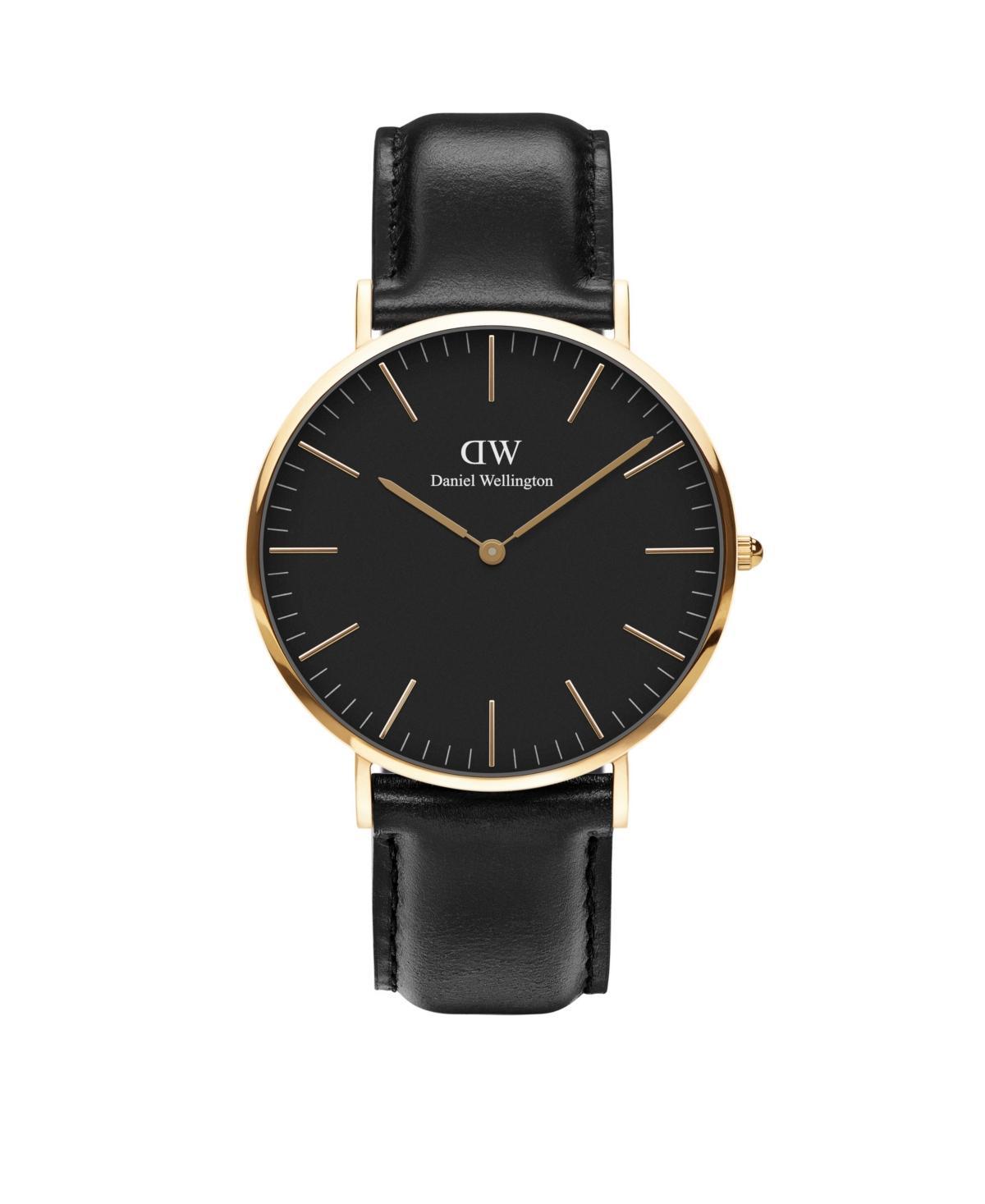 Daniel Wellington Mens Classic Sheffield Black Leather Watch 40mm - Black Product Image