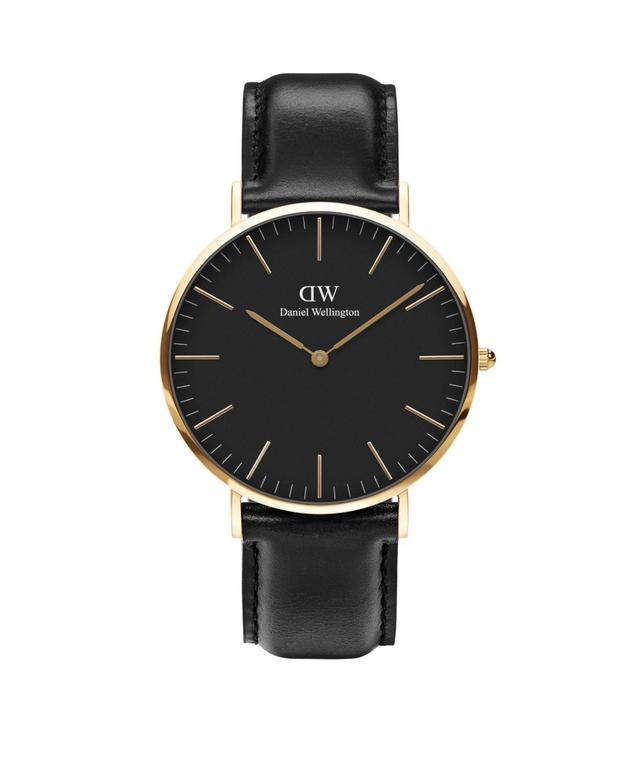 Daniel Wellington Mens Classic Sheffield Black Leather Watch 40mm - Black Product Image