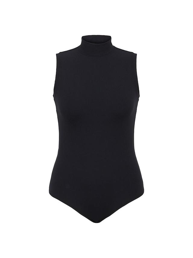 SPANX Suit Yourself Ribbed Mock Neck Sleeveless Smoother Bodysuit Product Image