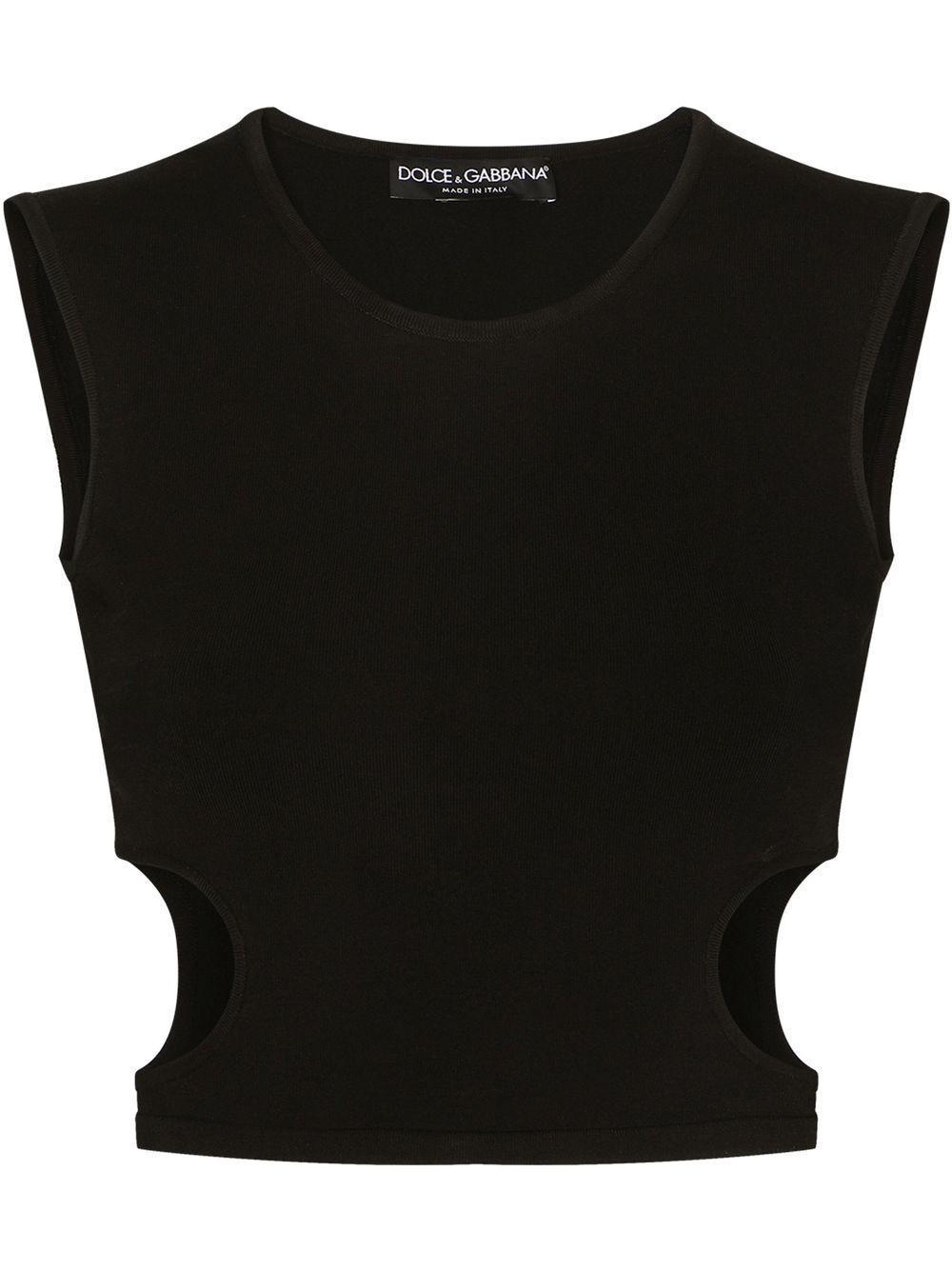 DOLCE & GABBANA Viscose Top With Cut-out Sides In Black Product Image