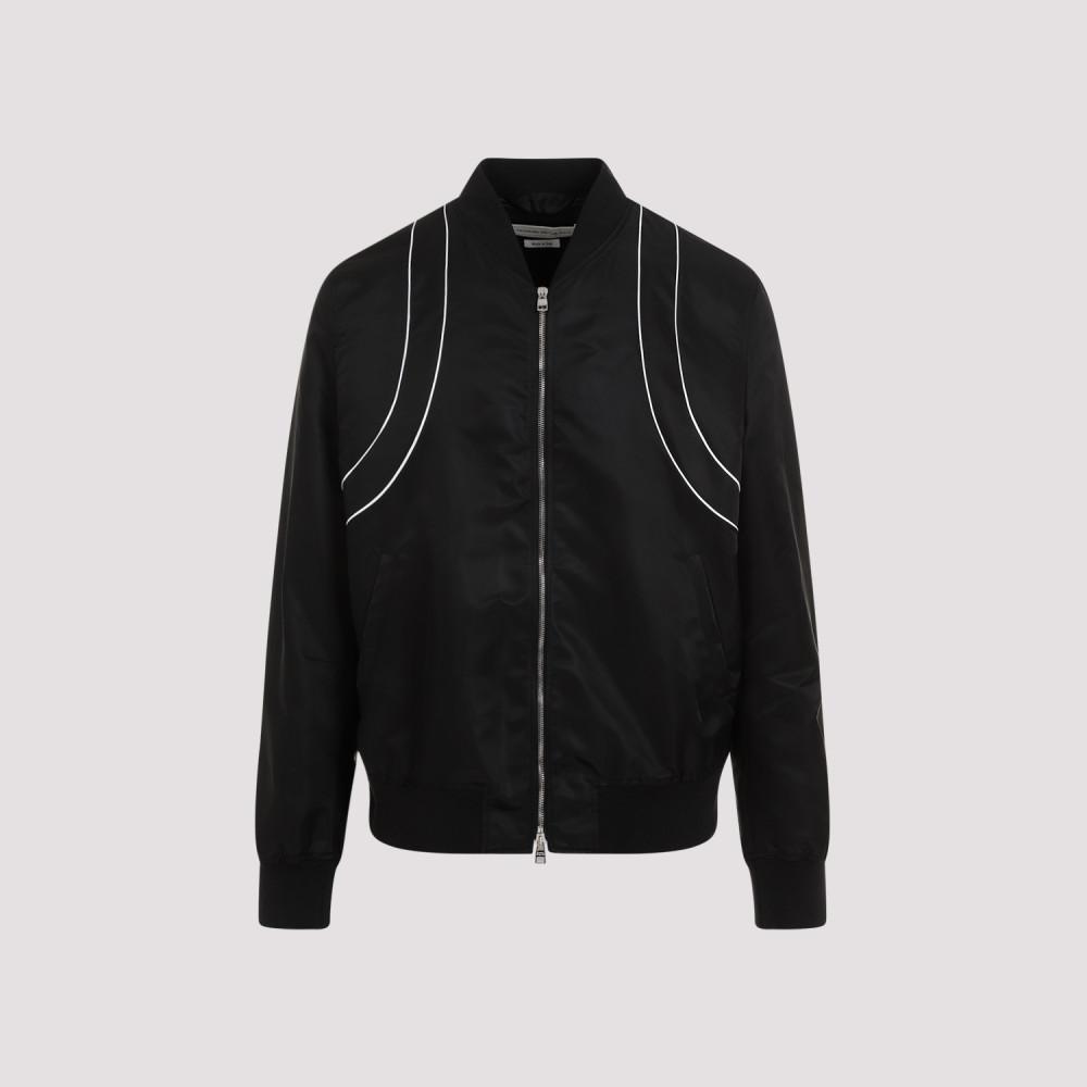 Piped Bomber Jacket In Black Product Image