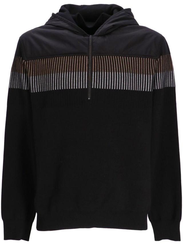 Half-zip Knitted Hoodie In Black Product Image