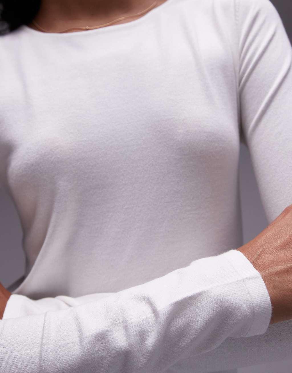 Mango classic long sleeve top in white Product Image