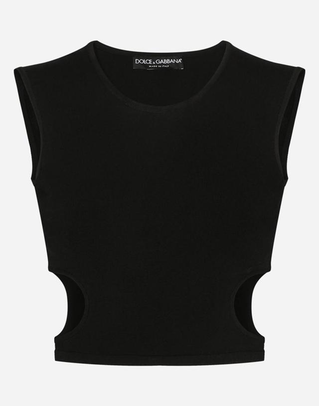 DOLCE & GABBANA Viscose Top With Cut-out Sides In Black Product Image