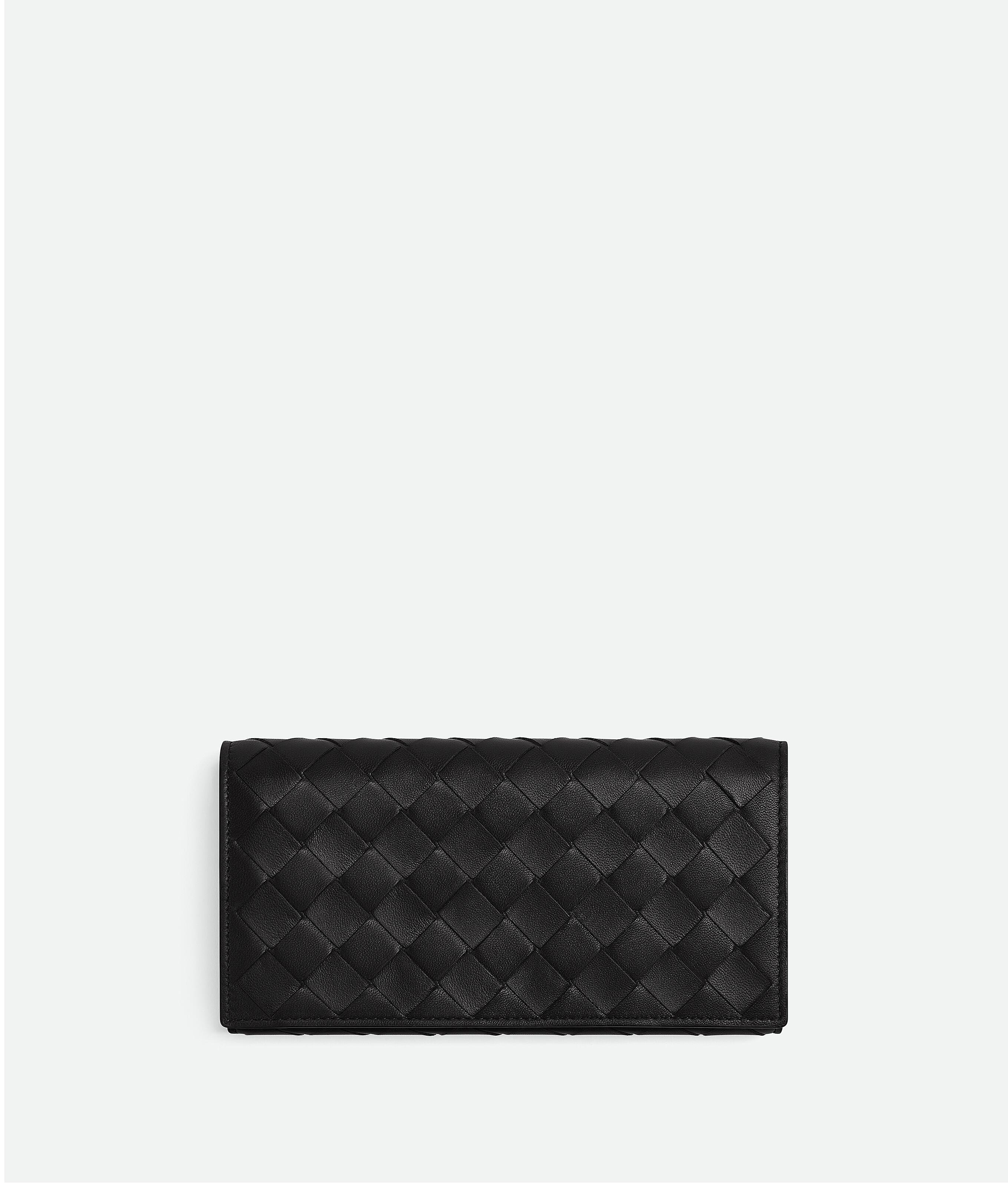 Women's Intrecciato Large Flap Wallet in Black Product Image