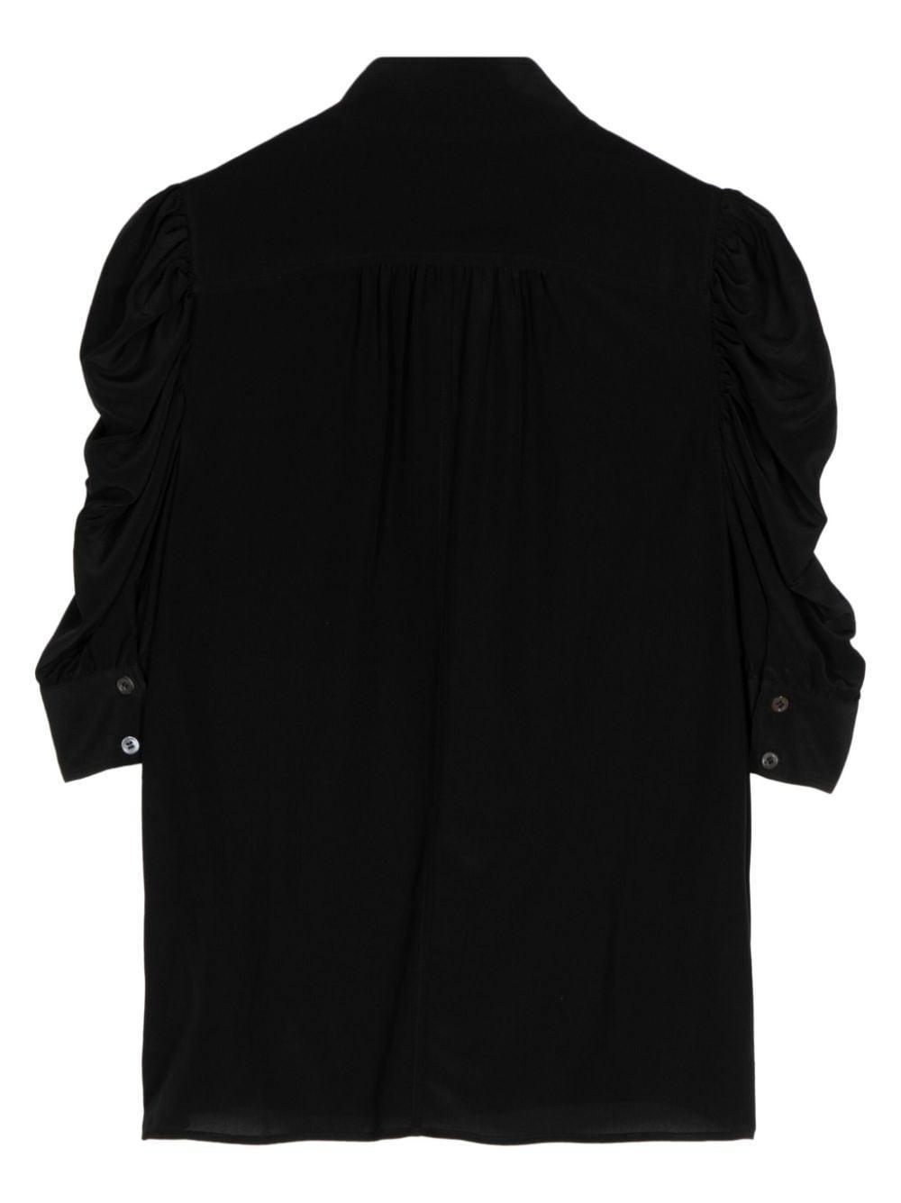 FRAME Ruched Silk Blouse In Black Product Image