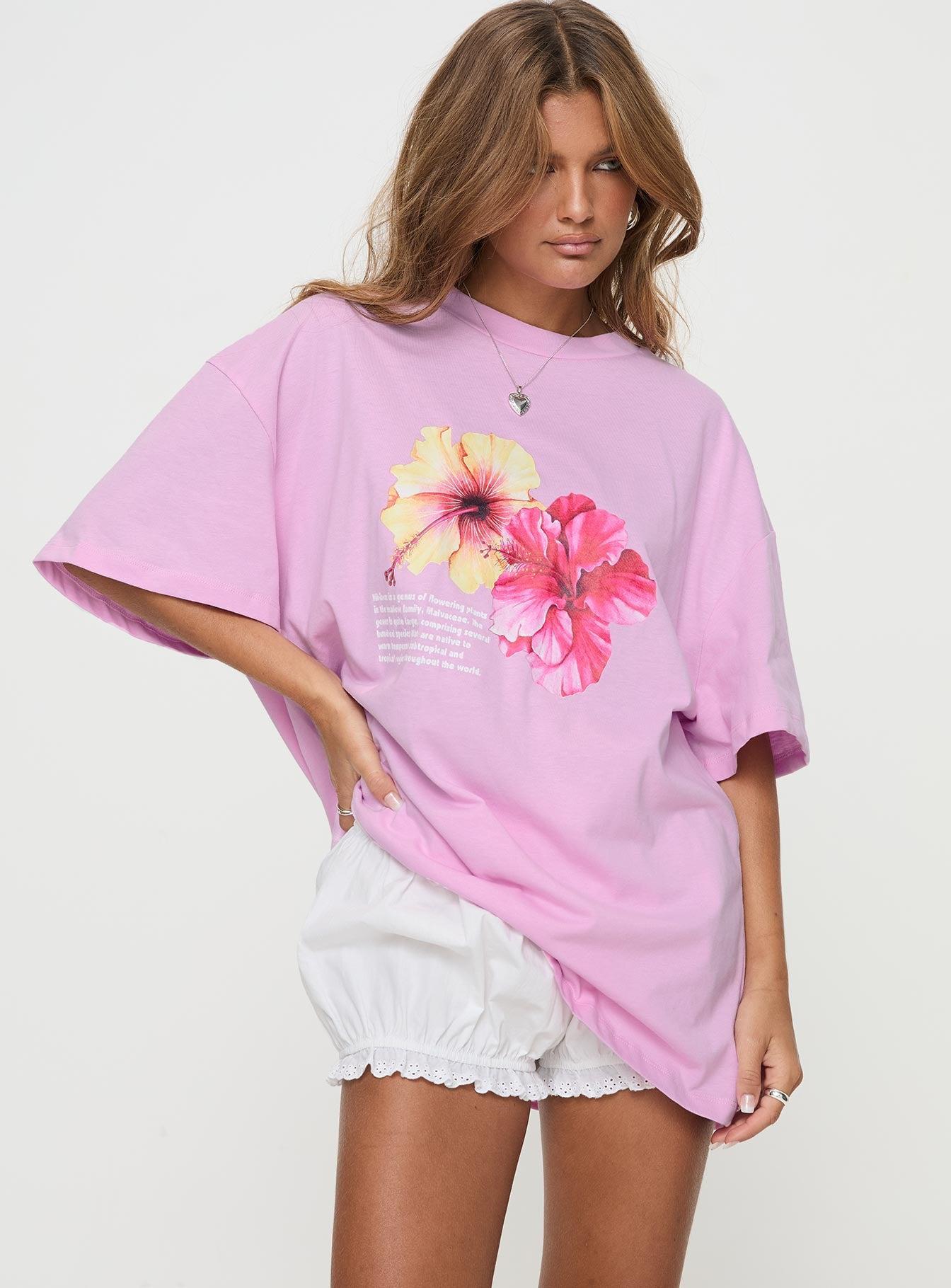 Hibiscus Haven Oversized Tee Pink Product Image