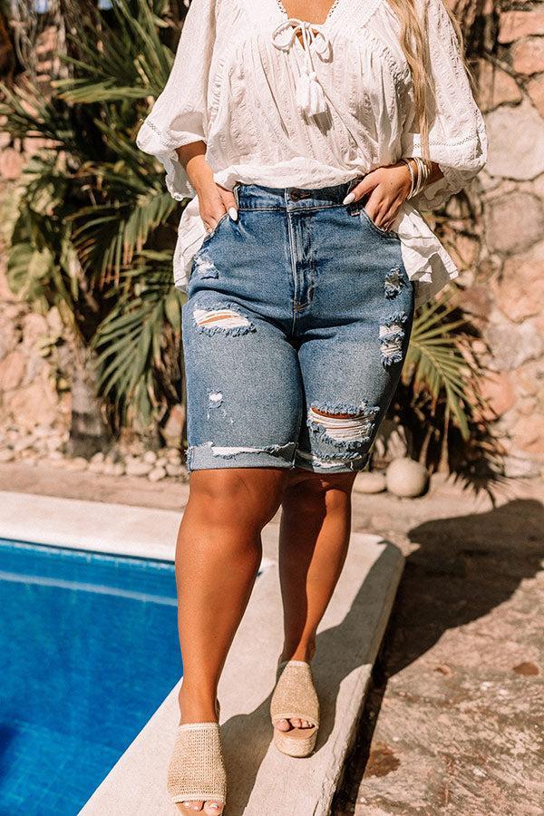 The Neely High Waist Distressed Shorts   Curves Product Image