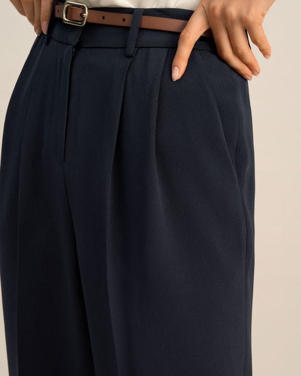 Timeless Pleated Wide-Leg Dense Silk Trousers Product Image