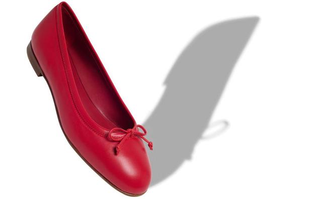 VERALLI Red Nappa Leather Ballerina Flats  Product Image