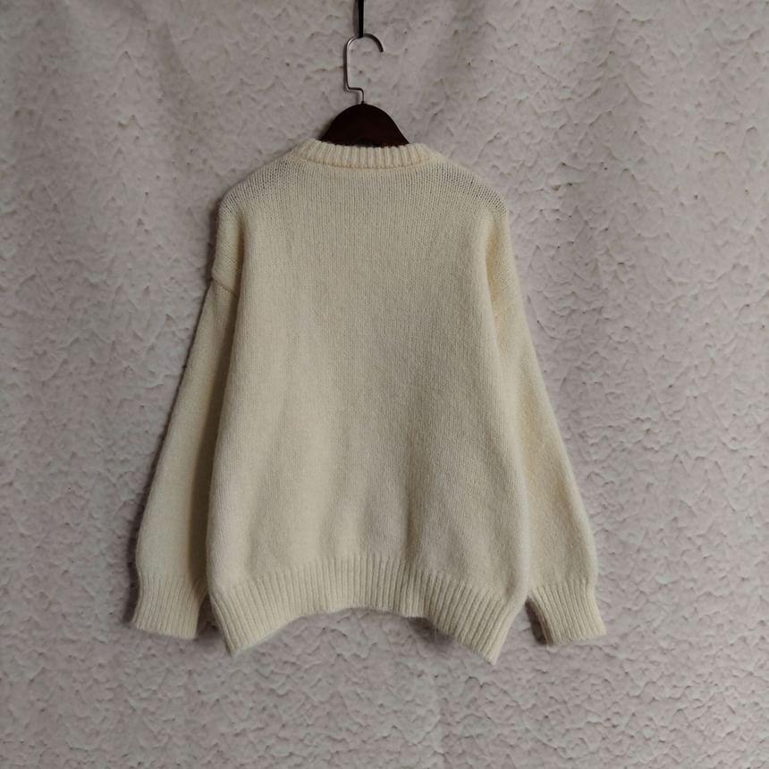 Round Neck Plain Sweater Product Image