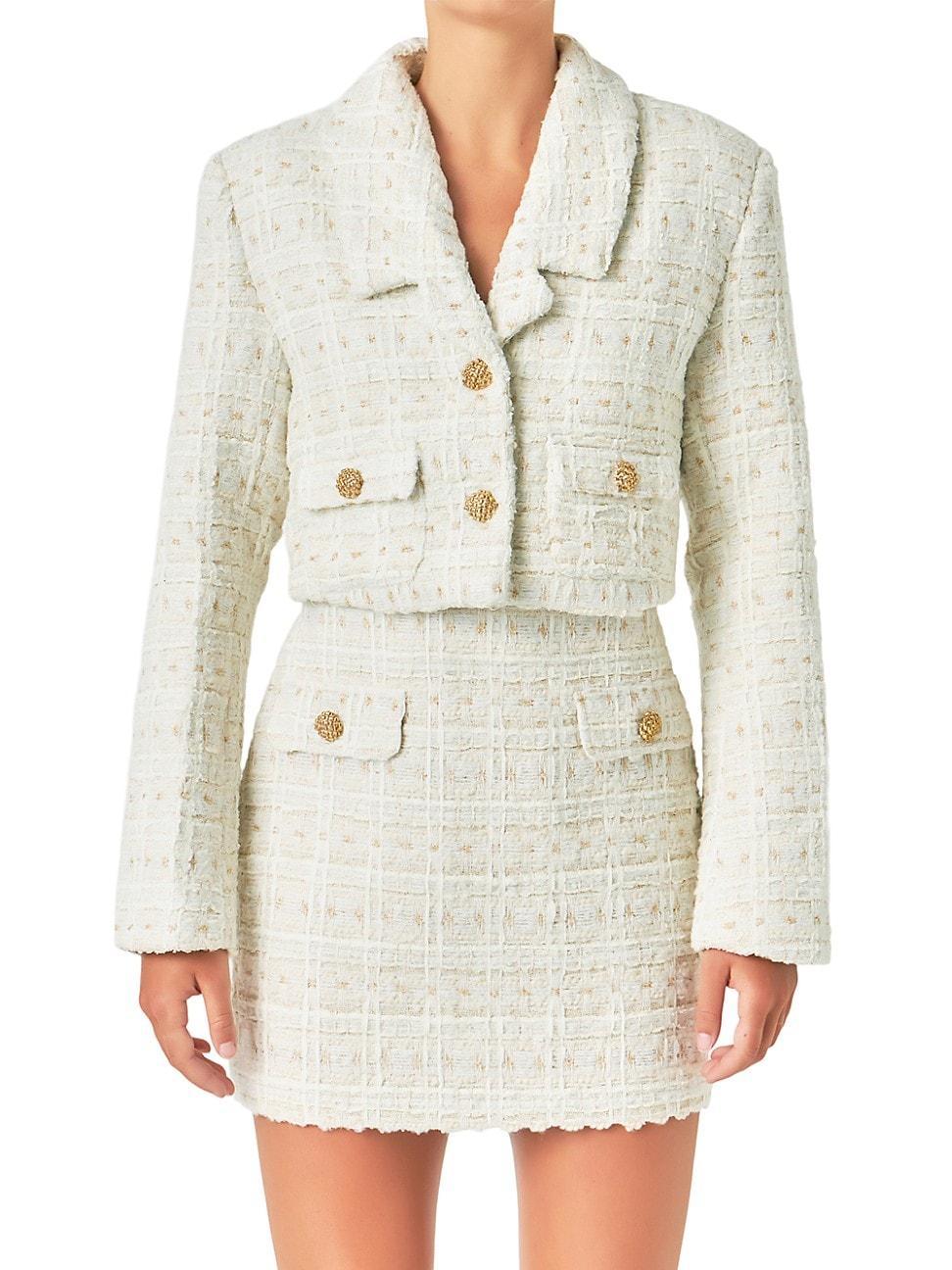 Womens Cropped Tweed Jacket Product Image