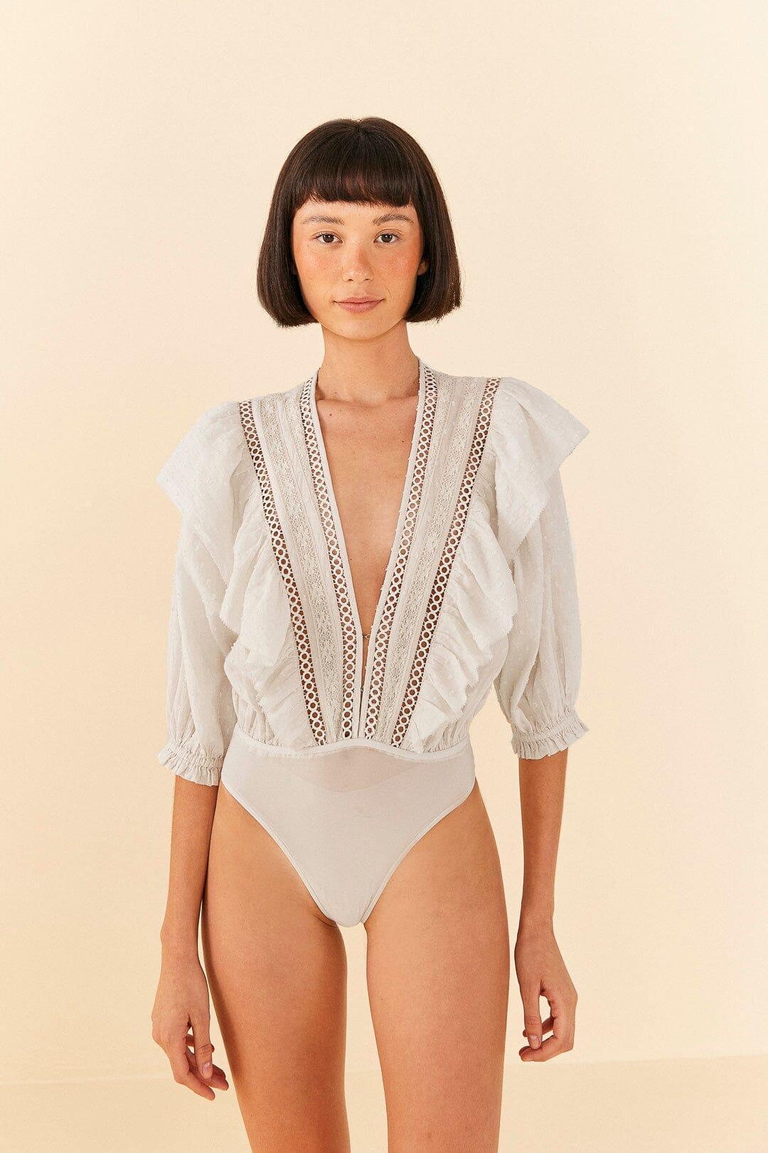 Off-White Lace Bodysuit Product Image