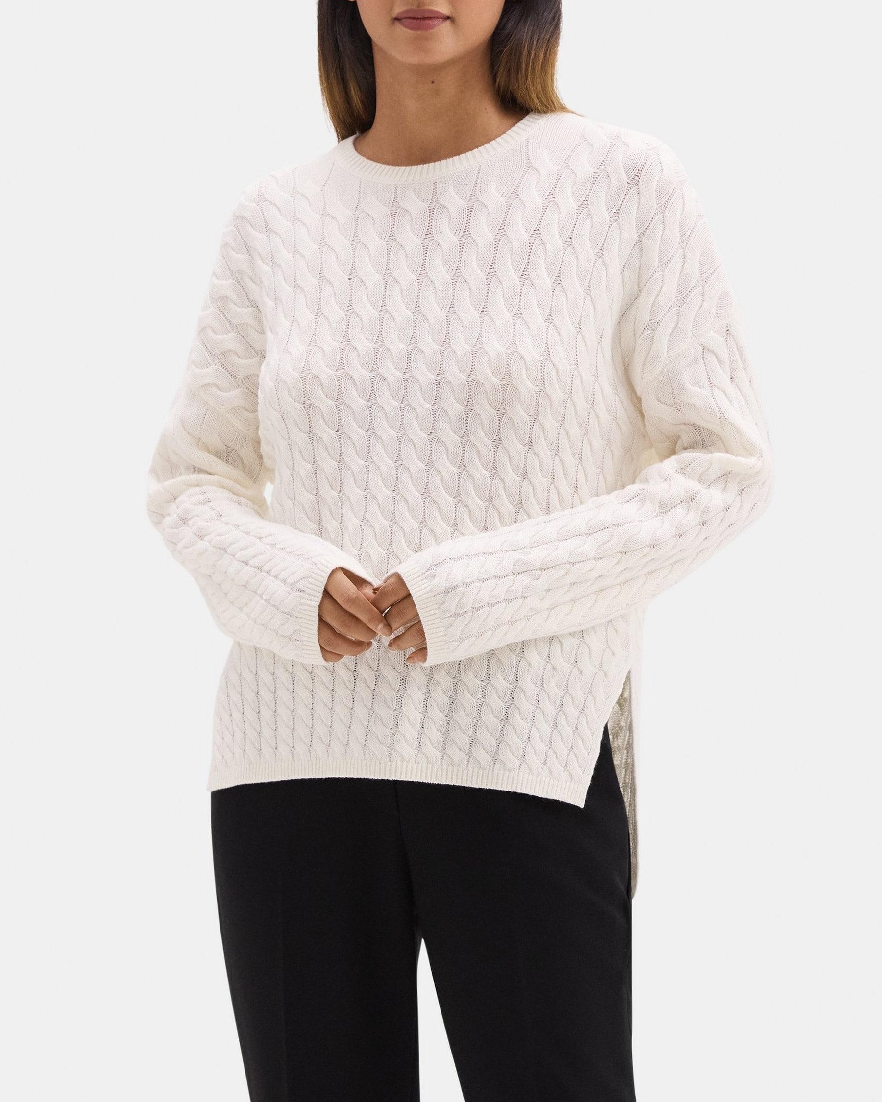 Cable Knit Sweater in Wool-Cashmere Blend Product Image