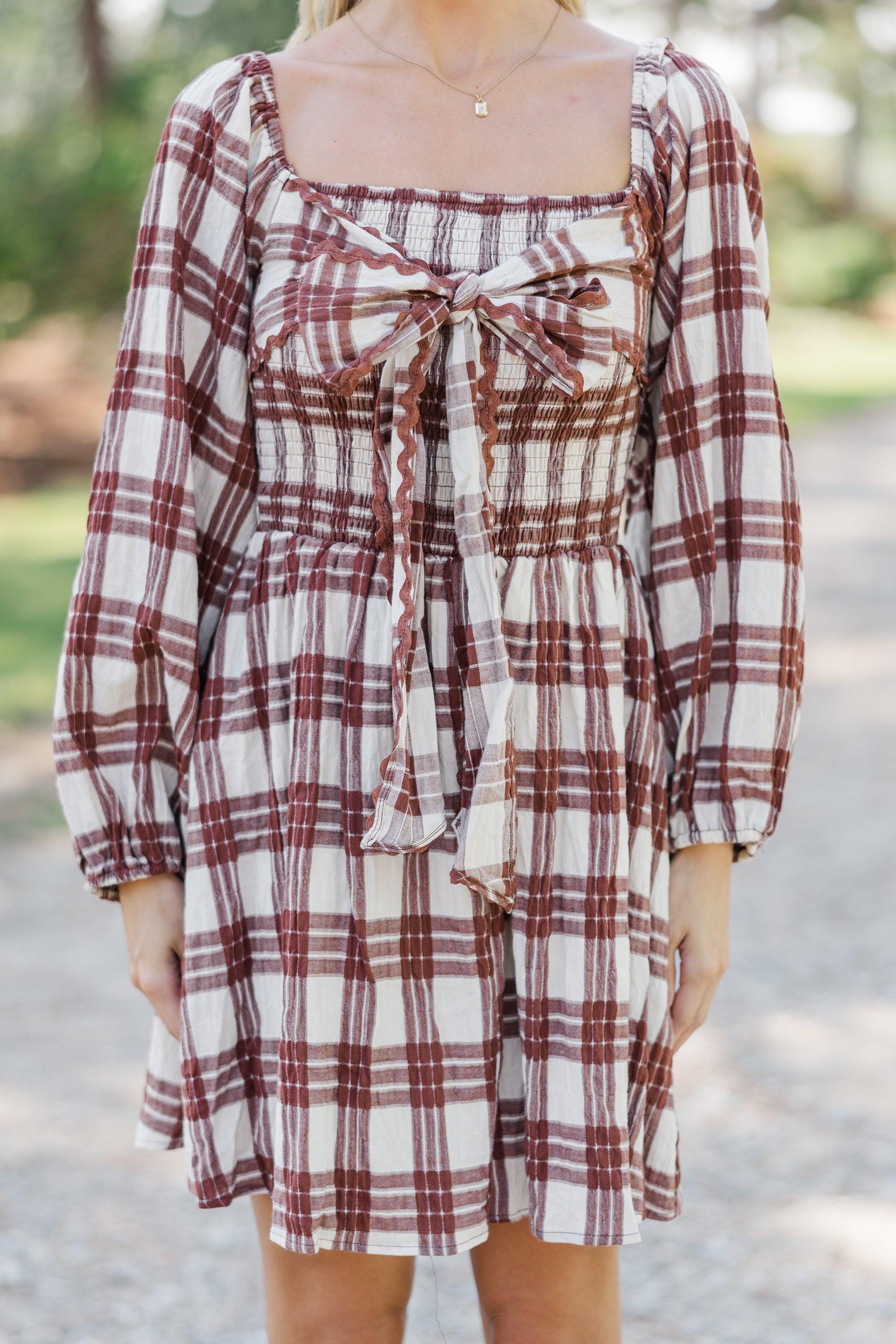 All That You Love Brown Plaid Dress Female Product Image