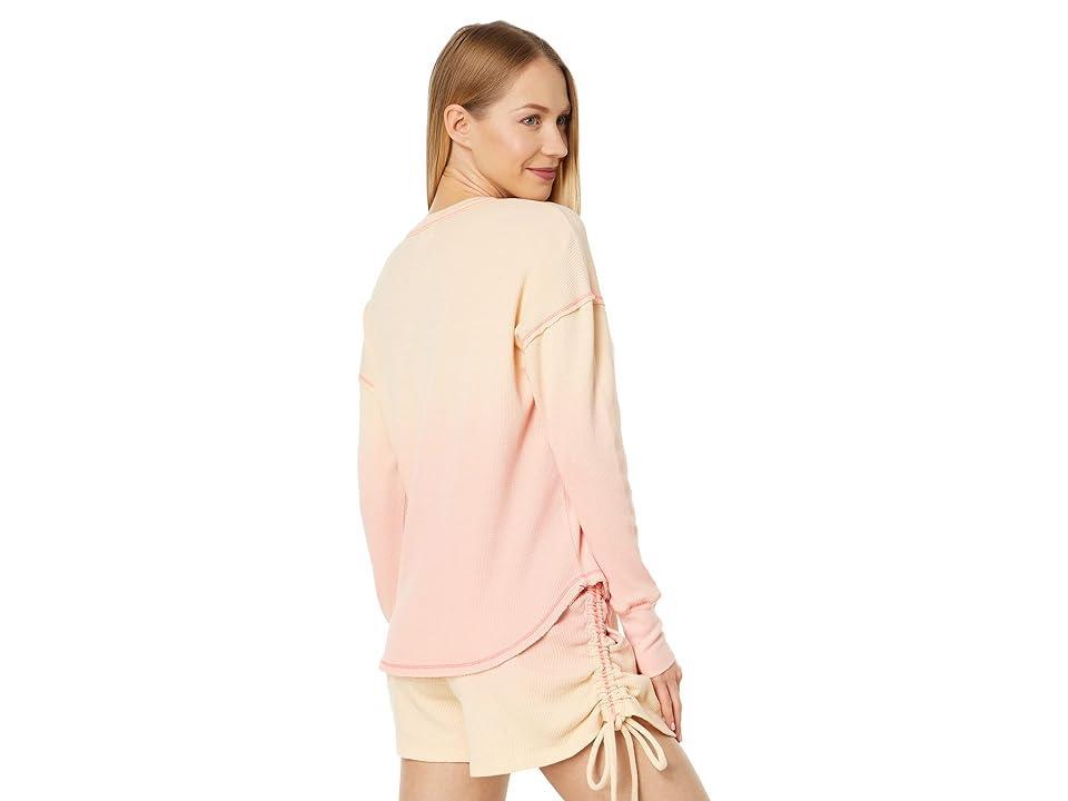 SUNDRY Shirttail Crew Neck (Parchment/Peach Ombre) Women's Clothing Product Image