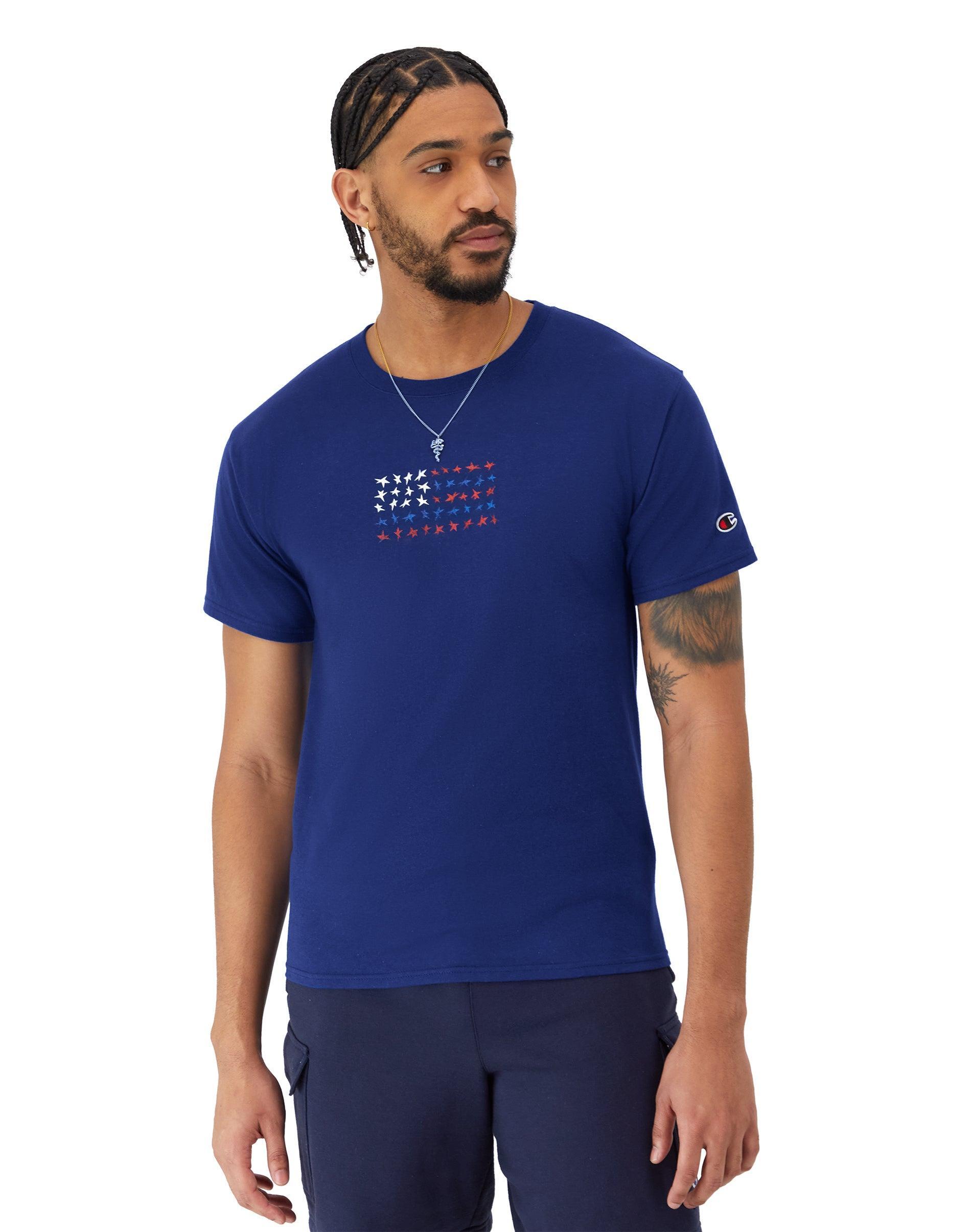 Mens Champion Classic Graphic T-Shirt, Stars Flag Jewel Sapphire XL Product Image