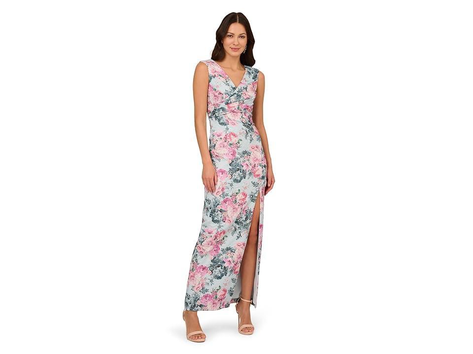 Adrianna Papell Jacquard Long Dress Multi) Women's Dress Product Image