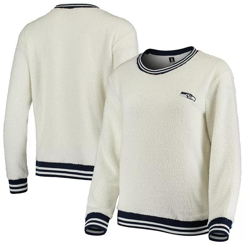 Womens Concepts Sport Cream/Navy Seattle Seahawks Granite Knit Pullover Sweatshirt Product Image