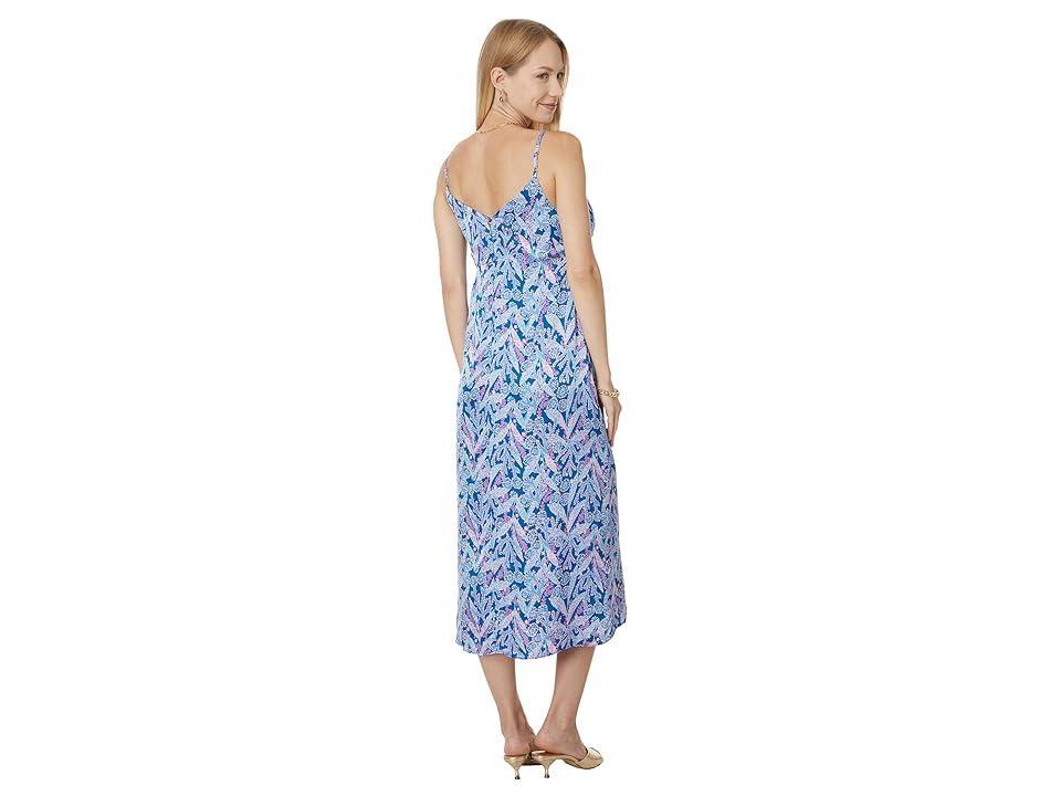 Lilly Pulitzer Keana Satin Midi Slip Dre (Barton Star Gazing) Women's Dress Product Image