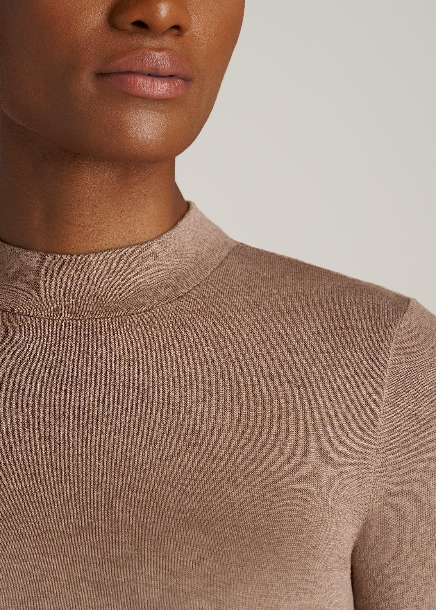 Women's Tall Crop Mock Neck Sweater in Latte Product Image