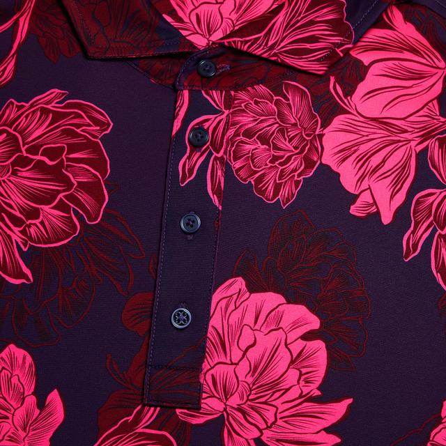 STAMPED FLORAL TECH JERSEY POLO Product Image