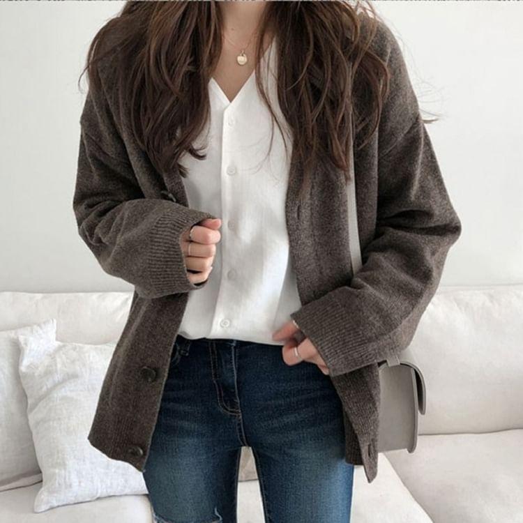 Loose-Fit V-Neck Cardigan Product Image