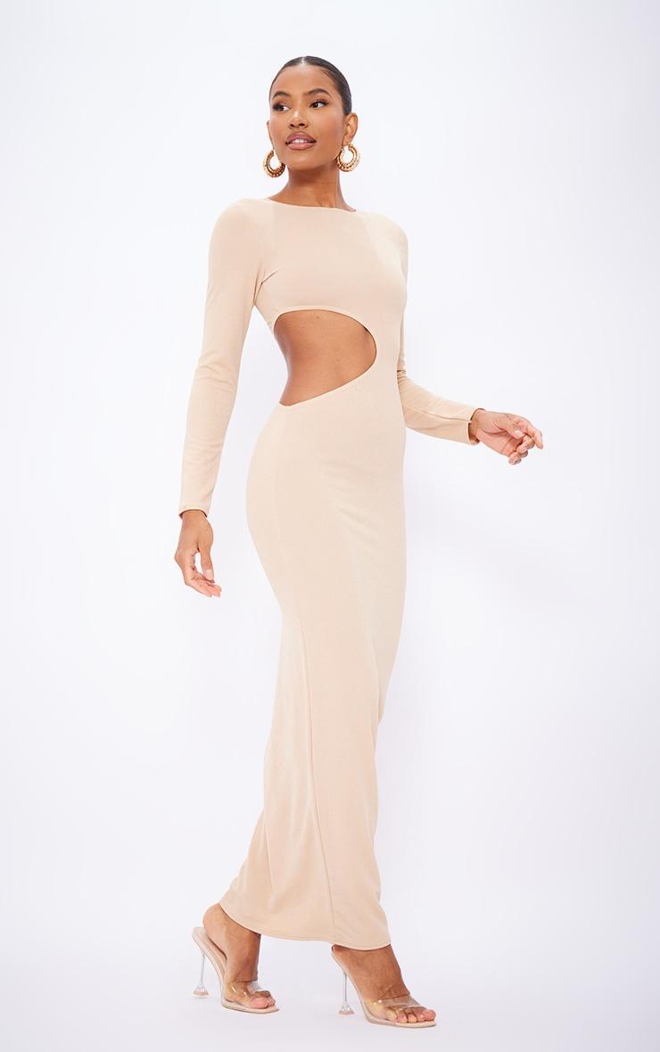 Stone Long Sleeve Cut Out Maxi Dress Product Image