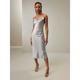 Cowl Neck Oblique-layered Silk Dress Product Image