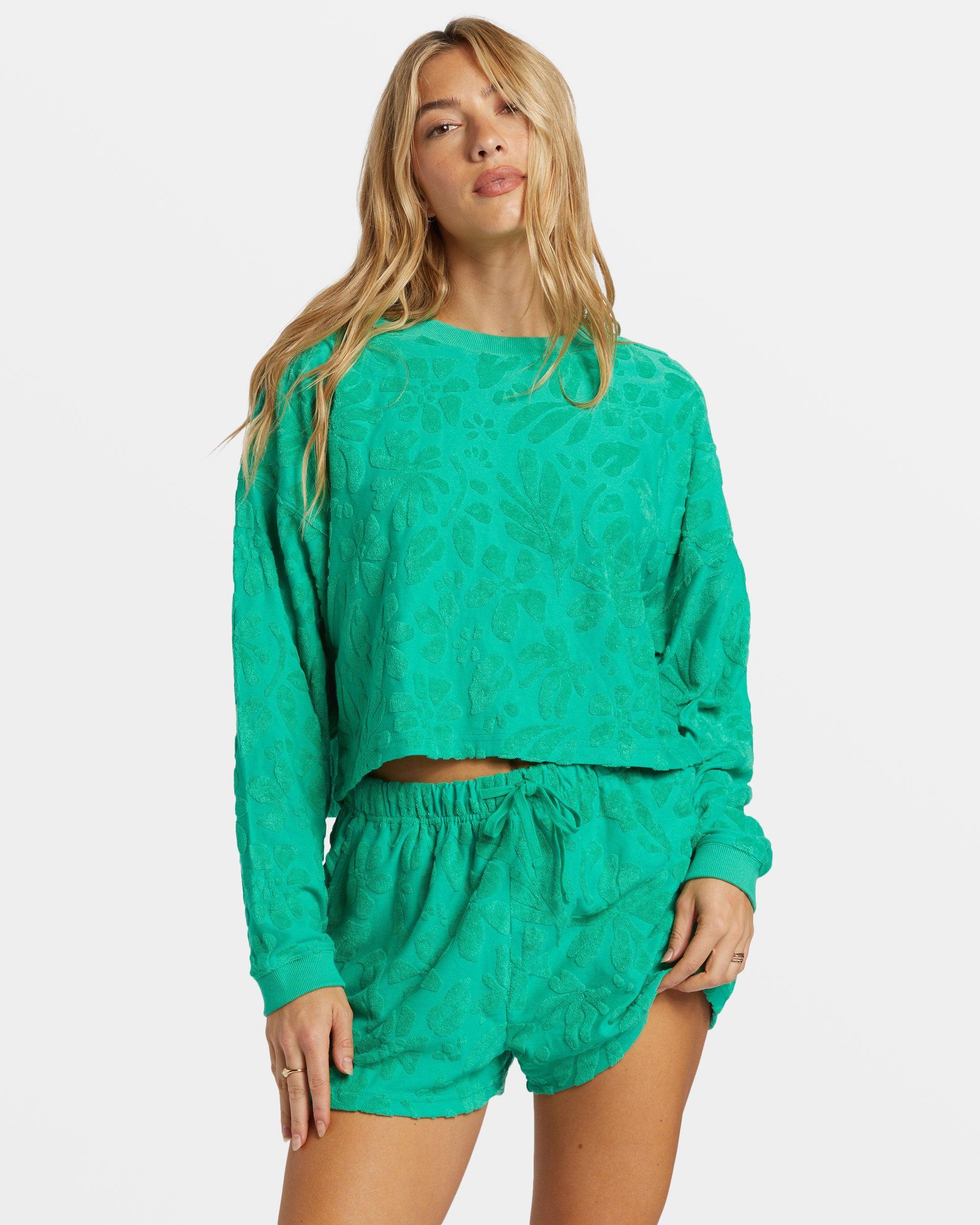 Loosen Up Crew Neck Sweatshirt - Tropical Green Female Product Image