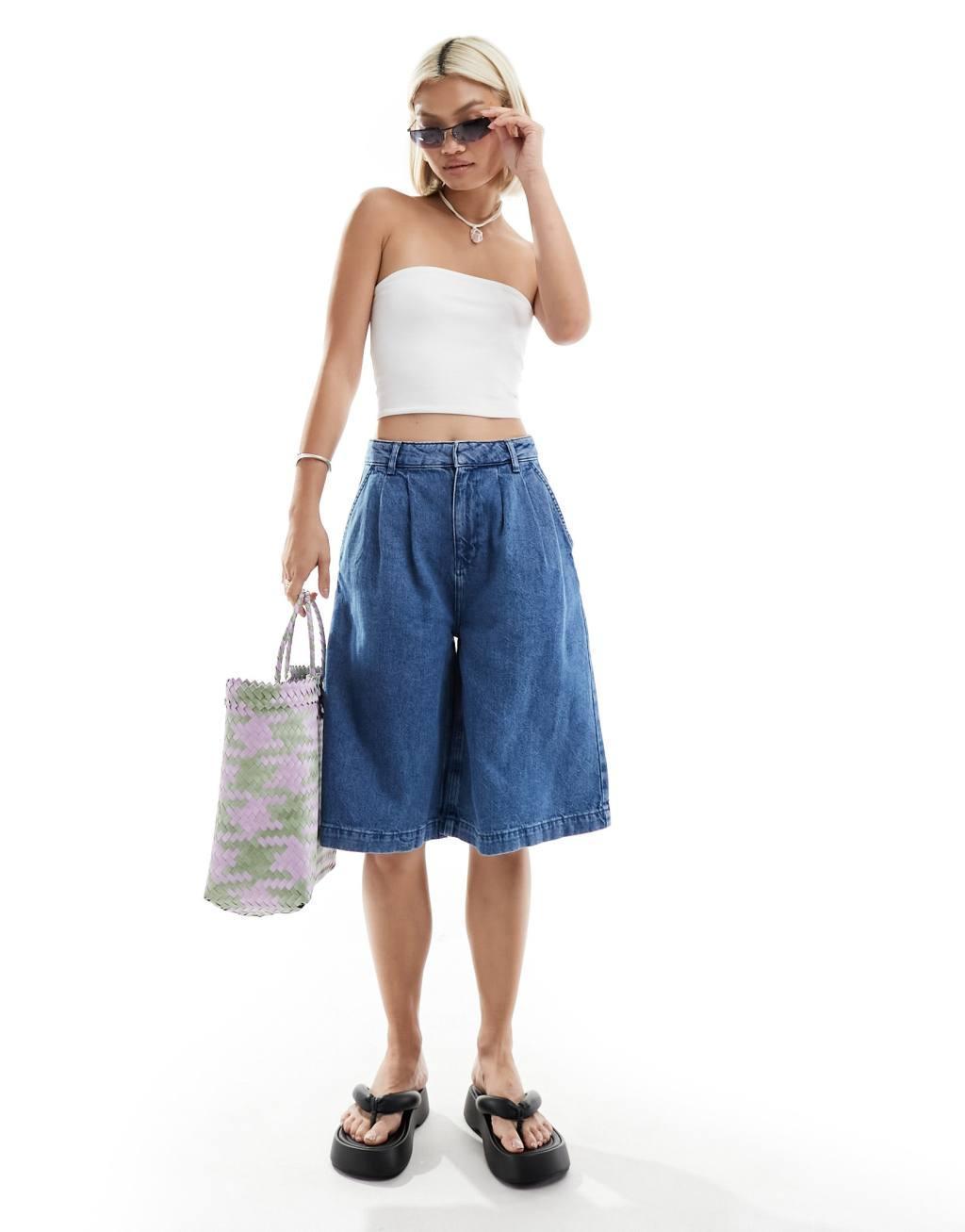 Monki strapless top in white Product Image