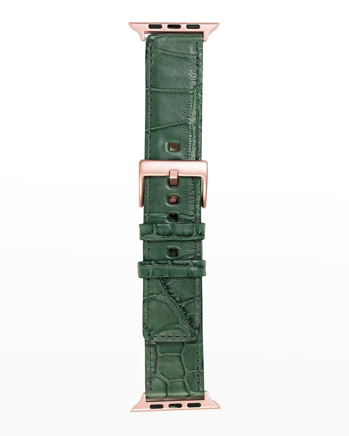 Mens Apple Watch Matte Alligator Watch Strap, Rose Gold Finish product image