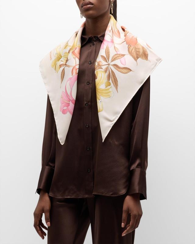 Floral Print Silk Square Scarf Product Image