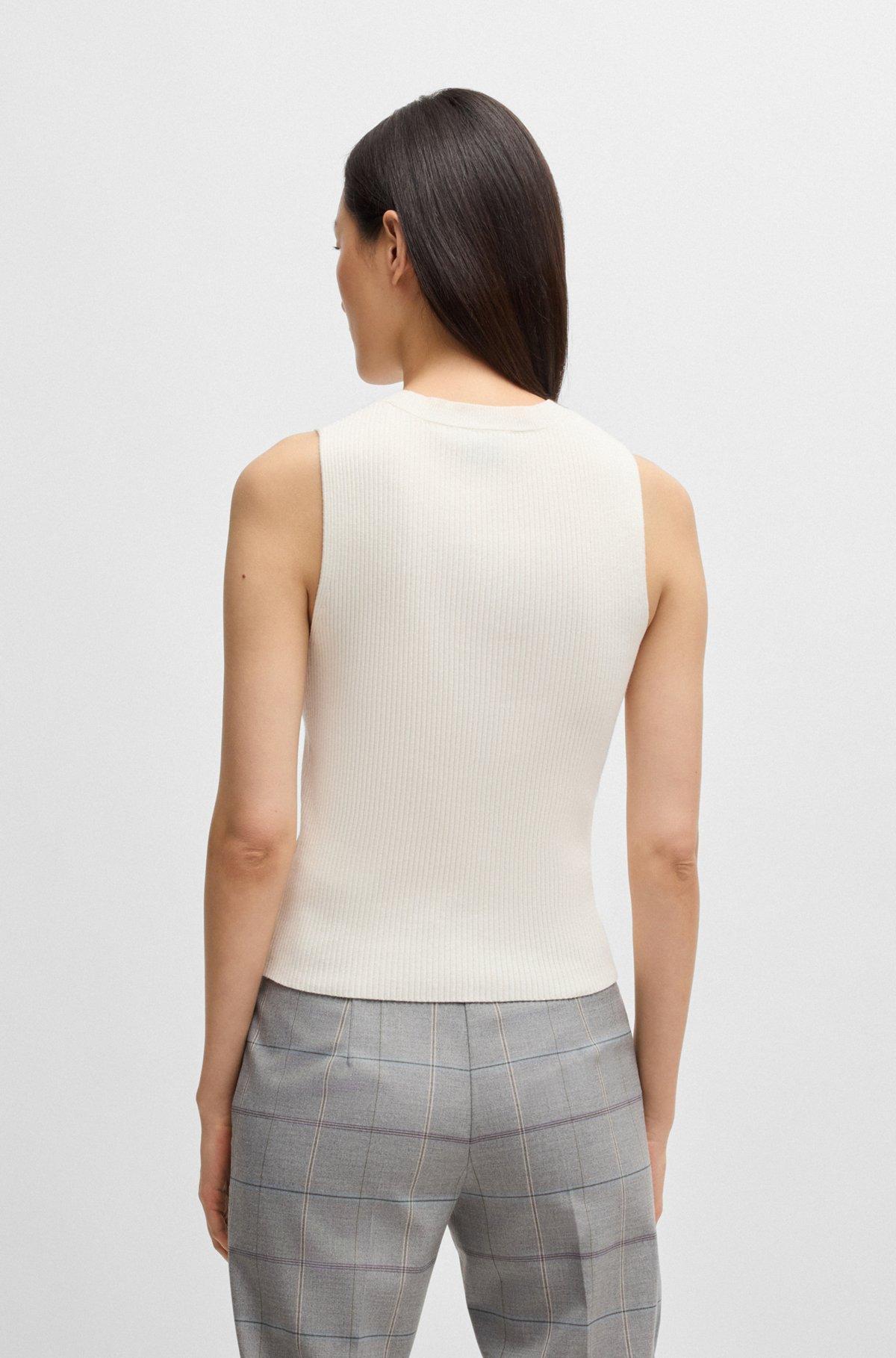 Slim-fit sleeveless top in ribbed stretch fabric Product Image