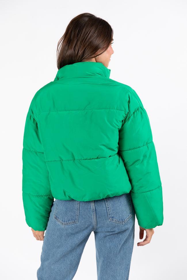 I Heard The Bells Green Front Pocket Puffer Jacket FINAL SALE Product Image