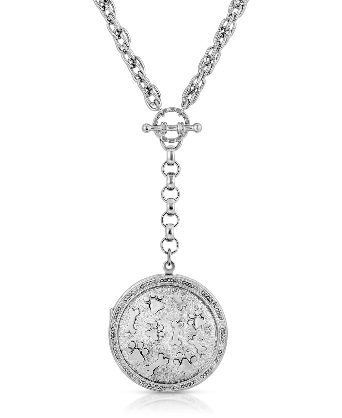 1928 Paw & Bones Round Locket, Womens, Silver Tone Product Image