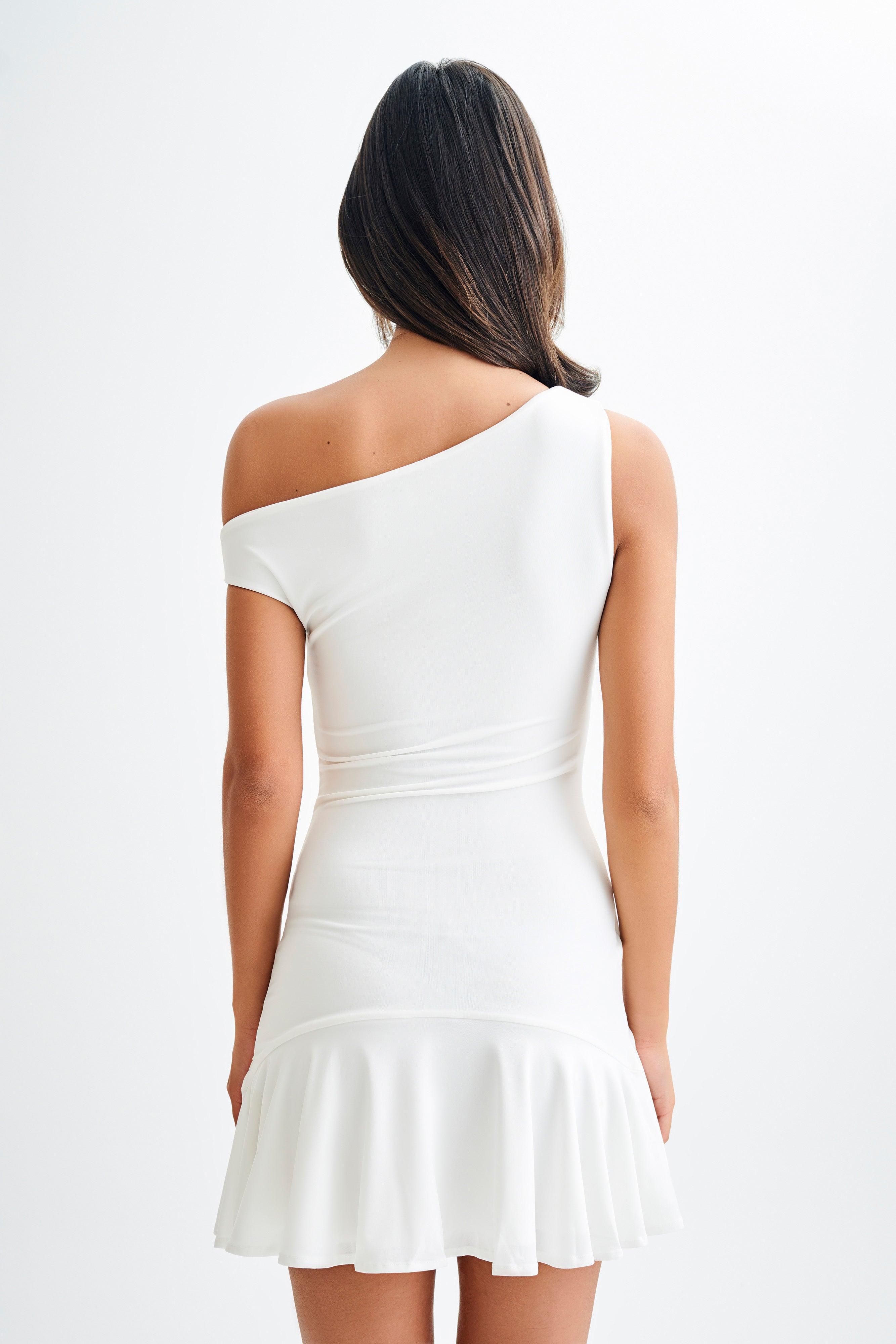 Irving Off Shoulder Slinky Mini Dress - Ivory Product Image