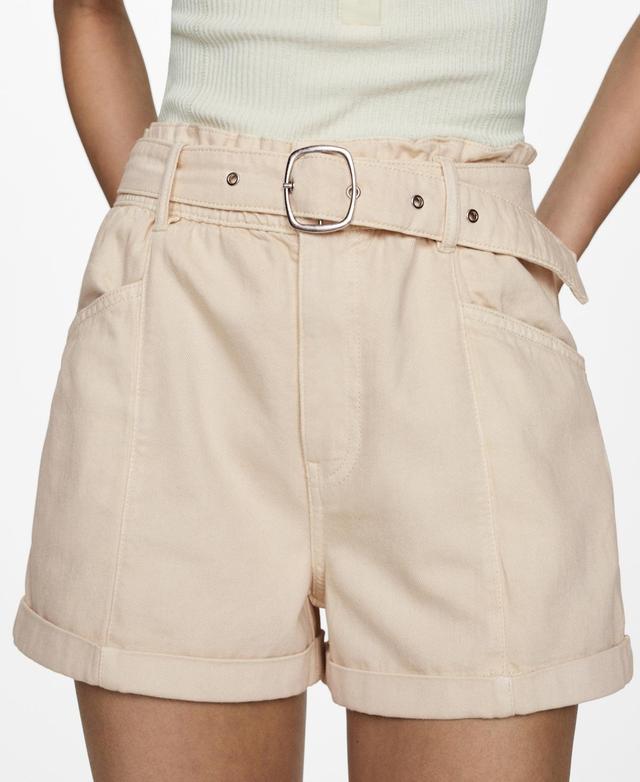 Women's Belt Detail Denim Shorts Product Image