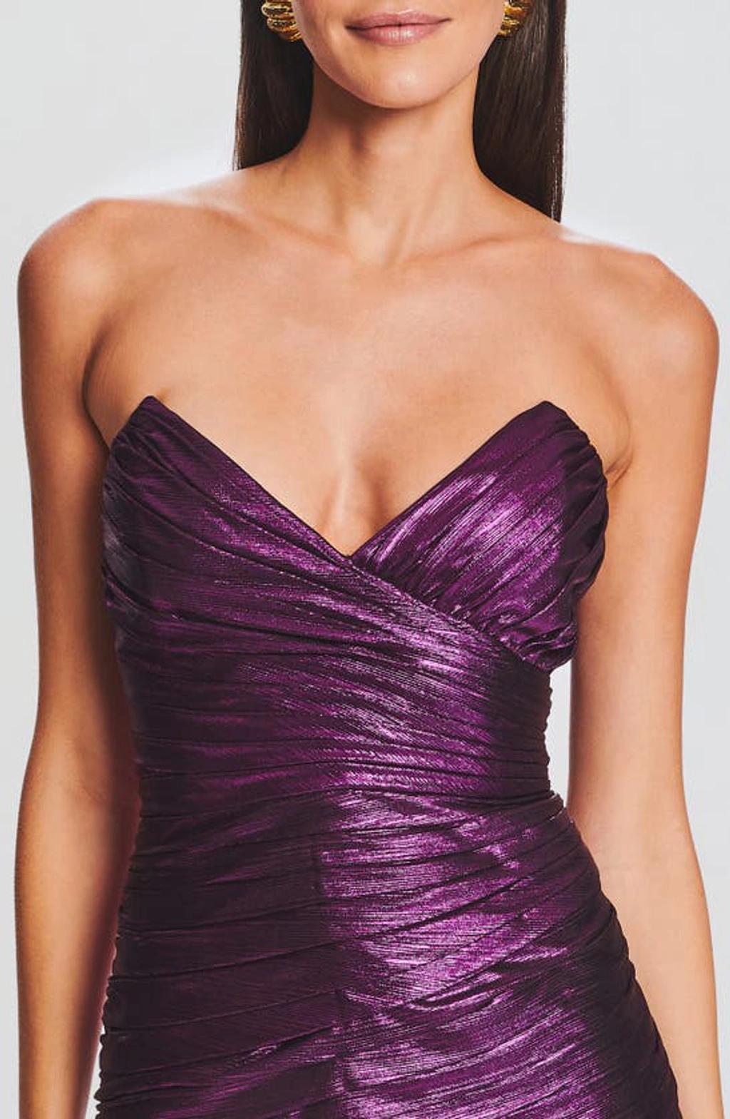 Nala Strapless Metallic Body-con Minidress In Purple Product Image