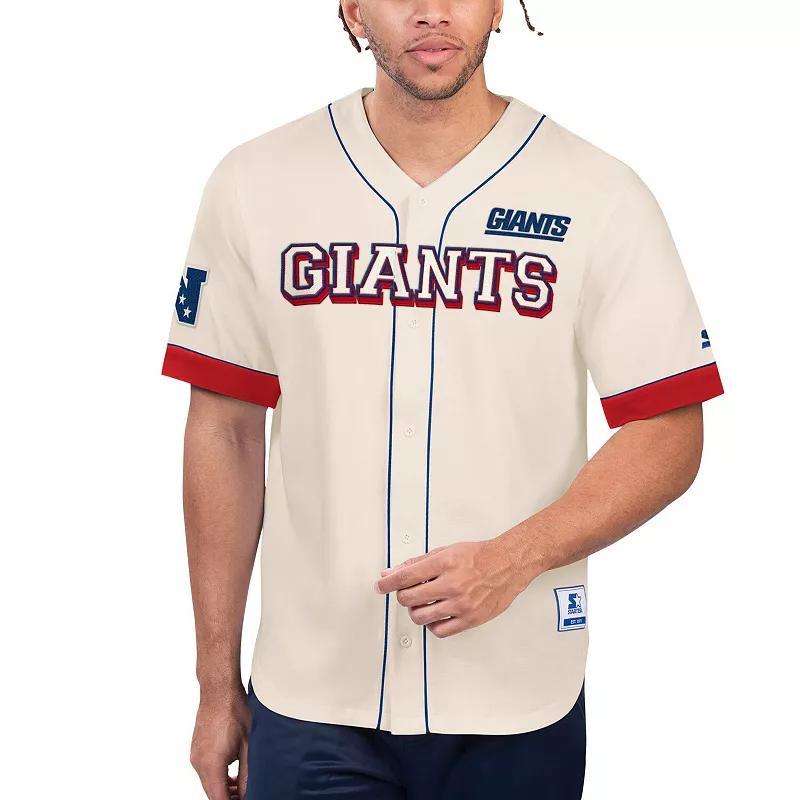 Mens Starter Cream New York Giants Relay Vintage Full-Button Baseball Top Product Image