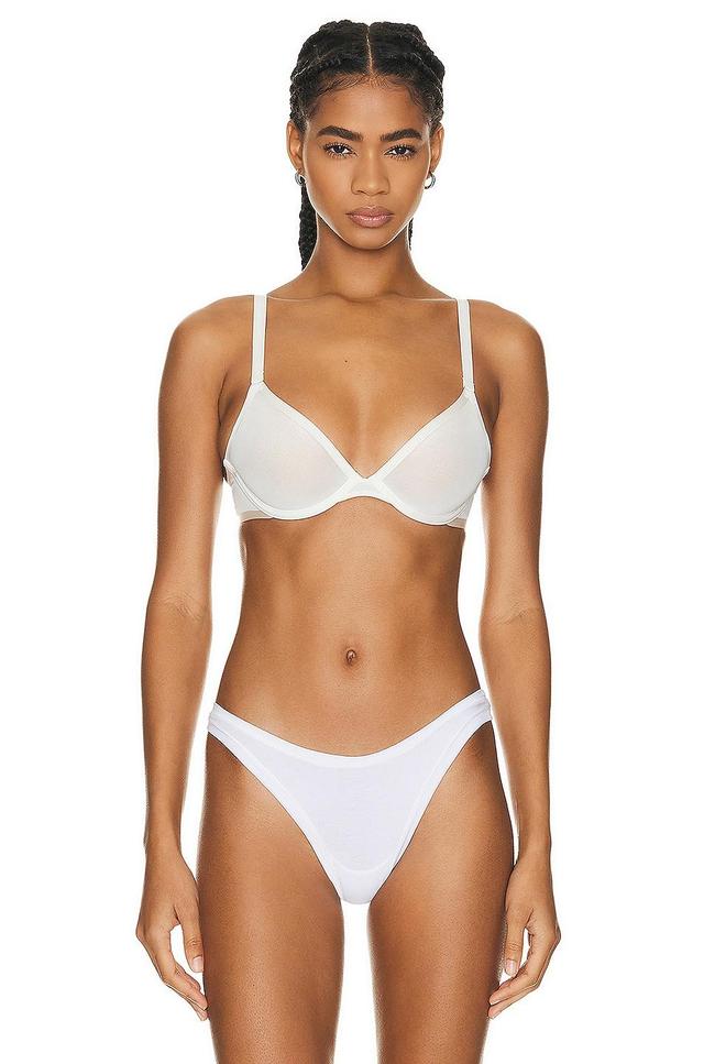 CUUP Mesh Plunge Bra in White Product Image