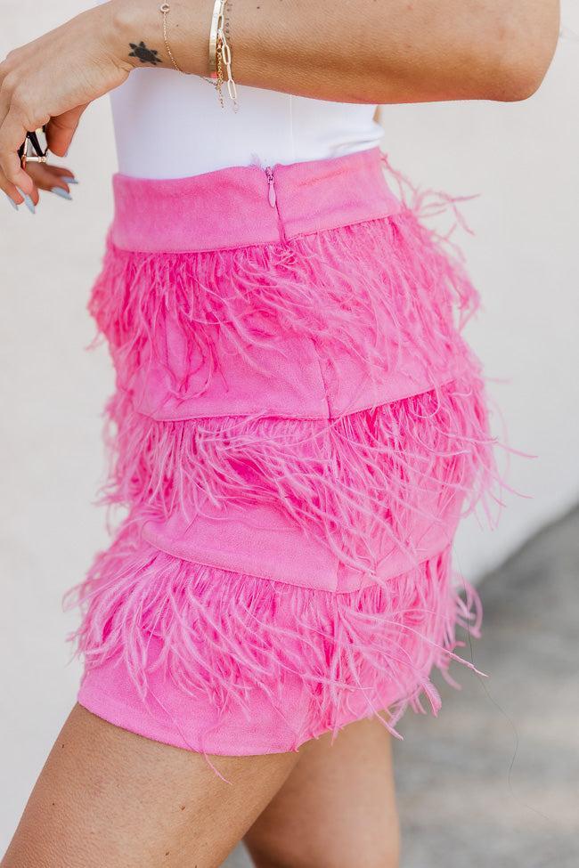 This Is Our Place Fuchsia Feather Trim Skirt FINAL SALE Product Image