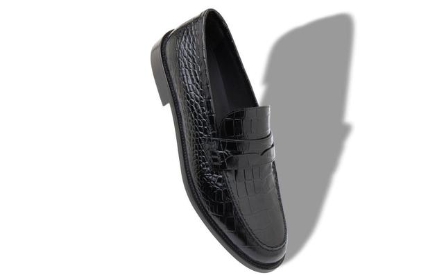 PERRY Black Calf Leather Penny Loafers  Product Image