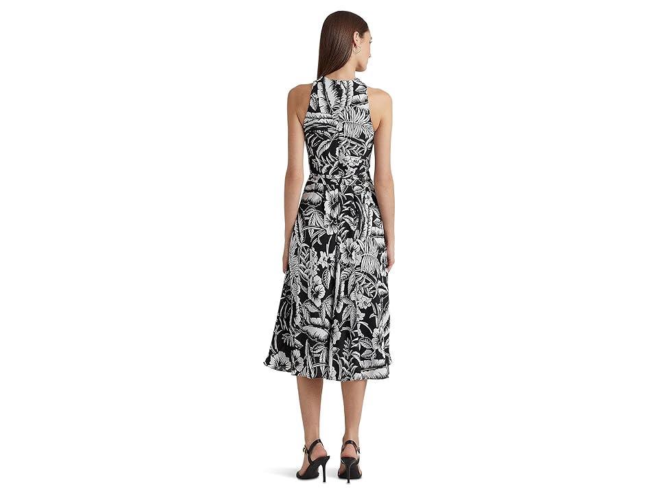 LAUREN Ralph Lauren Floral Georgette Halter Dress (Black/White) Women's Dress Product Image